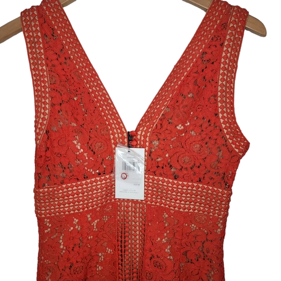 Bardot Morgan Womens Size 6 (Small) NWT Flame Orange Lace Dress - Picture 2 of 6